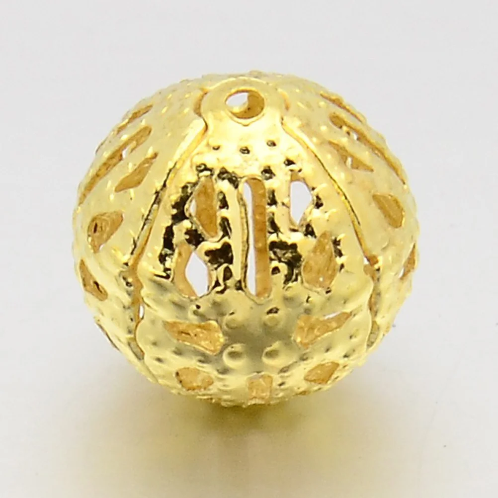 

100pcs Iron Filigree Beads Hollow Flower Ball Diy Craft Material Jewelry Making Decoration Accessories Flora Ball Ornament