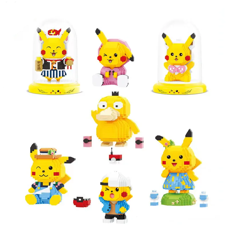 Camouflage Pikachu Micro Building Blocks Pokemon Cos Tiger Polar Bear Model Assembled Cartoon Mini Bricks Toy For Kid Gifts