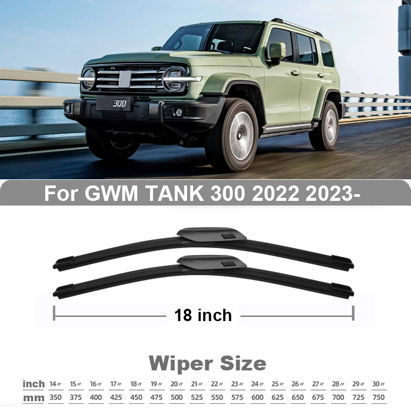 TONLINKER Wiper Blades For GWM TANK 300 2022 2023 2.0 AT 4WD Car Accessories Front Windscreen Wiper Blade Brushes Cutter Goods