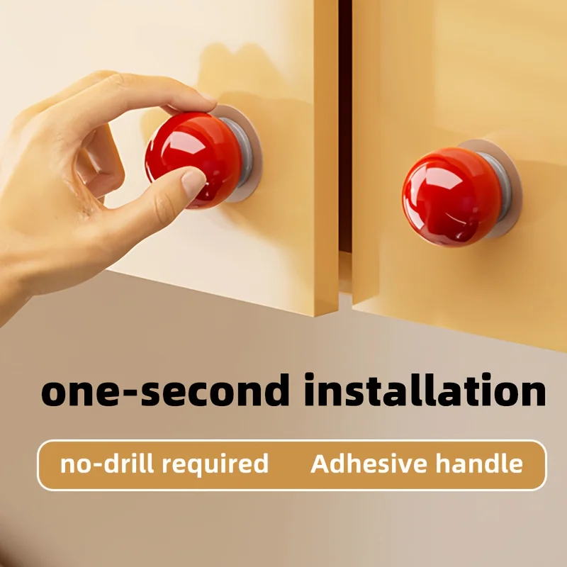 2-Pack No-Drill Door Knob Balls - Anti-Slip Pull & Toilet Lifter, Self-Adhesive No-Drill Installation, Cabinets, Dressers