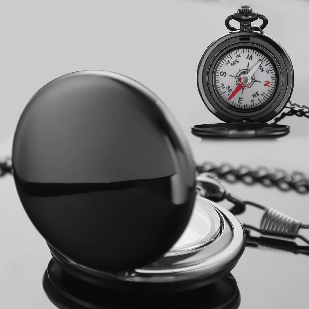 Calssic Smooth Design Compass Pocket Watch Outdoor Camping Hiking Portable Pocket Compass Navigation Women Men Gift Collection