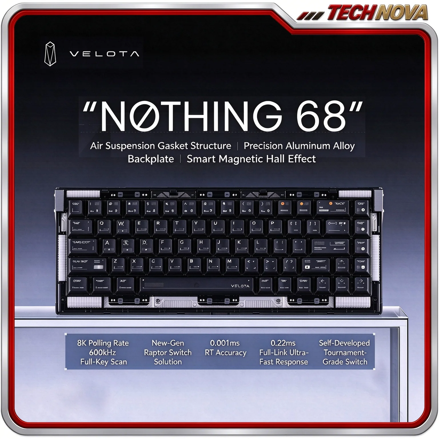 ATK VELOTA NOTHING 68 Keyboard Regent Magnetic Switch Gaming Wired Keyboard 8K Polling Rate 0.22ms Latency for FPS Esports