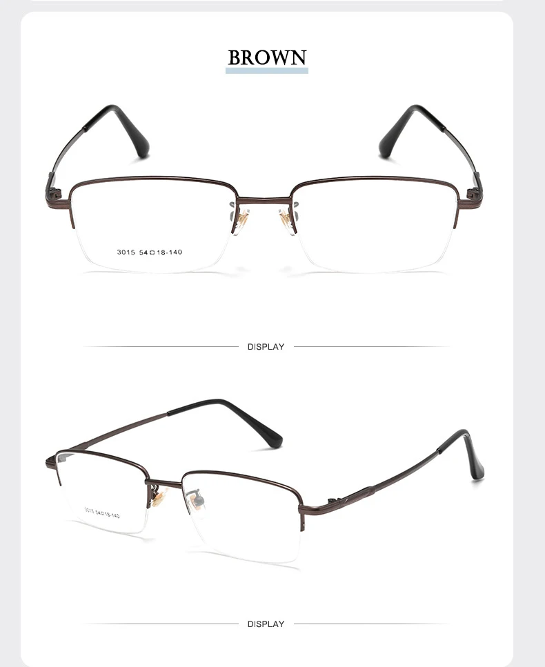 2022 neue Männer Halb Randlose Frame Brille Optische Brillen Hohe Qualität Halb Rand Mann Brillen mit Rezept Männlichen Specs – Detail 11