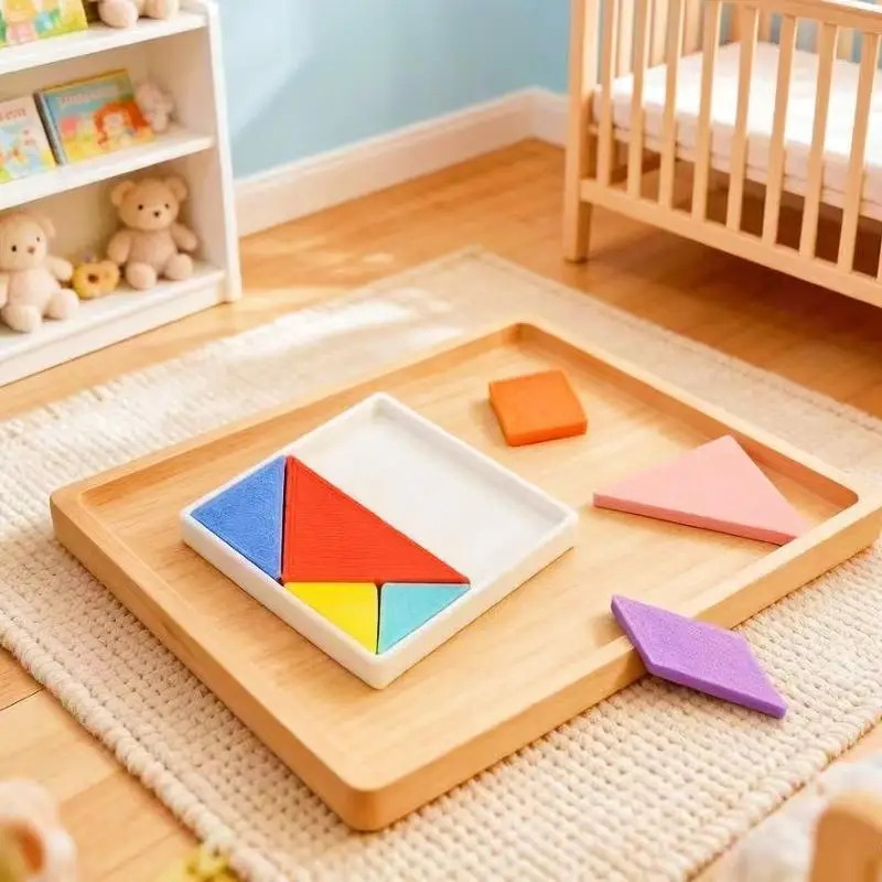 Mini Dollhouse Tangram Puzzle Set Realistic Colorful Building Block Model Ornament for Kids Pretend Play Hobby