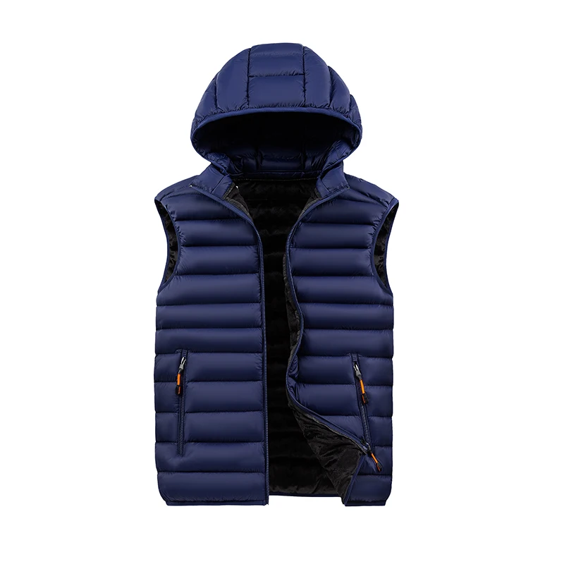 Men Autumn Casual Sleeveless Vests Jacket Mens Waistcoat Winter Men Fashion Waterproof Outwear Detachable Hat Vest Jackets Male