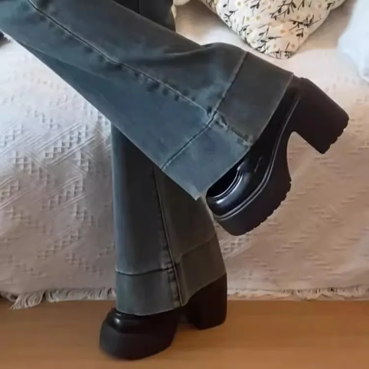 

Женская кожаная повседневная обувь без шнуровки в стиле ретро Briti Sle на тонком каблуке Mary Janes Flat oes Faionable Roman Sle