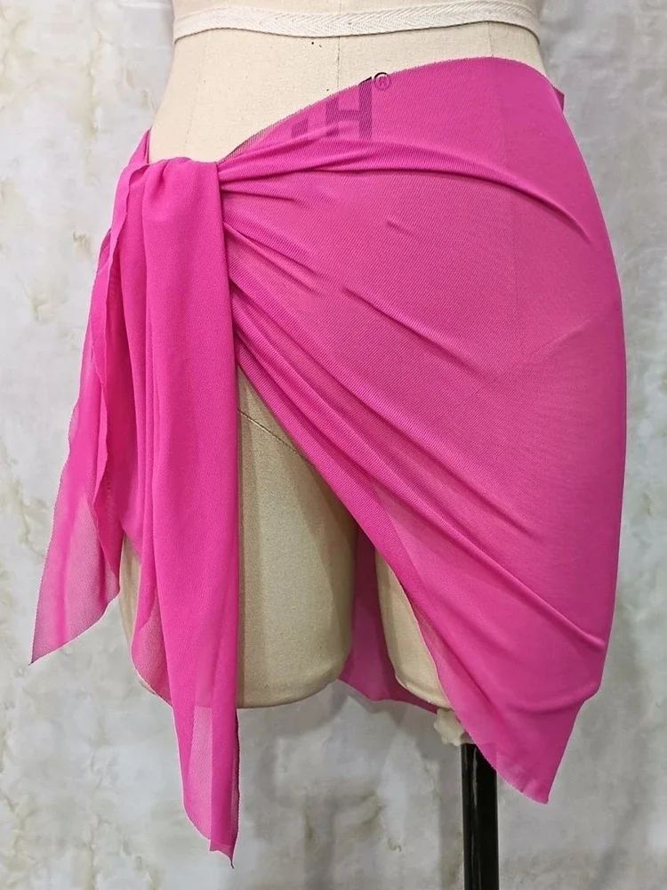Jupe portefeuille de plage pour femmes, Cover-Up pour maillot de bain, maille transparente, châle de plage, nouvelle mode vacances, un morceau de tissu, été 2025, nouvelle collection