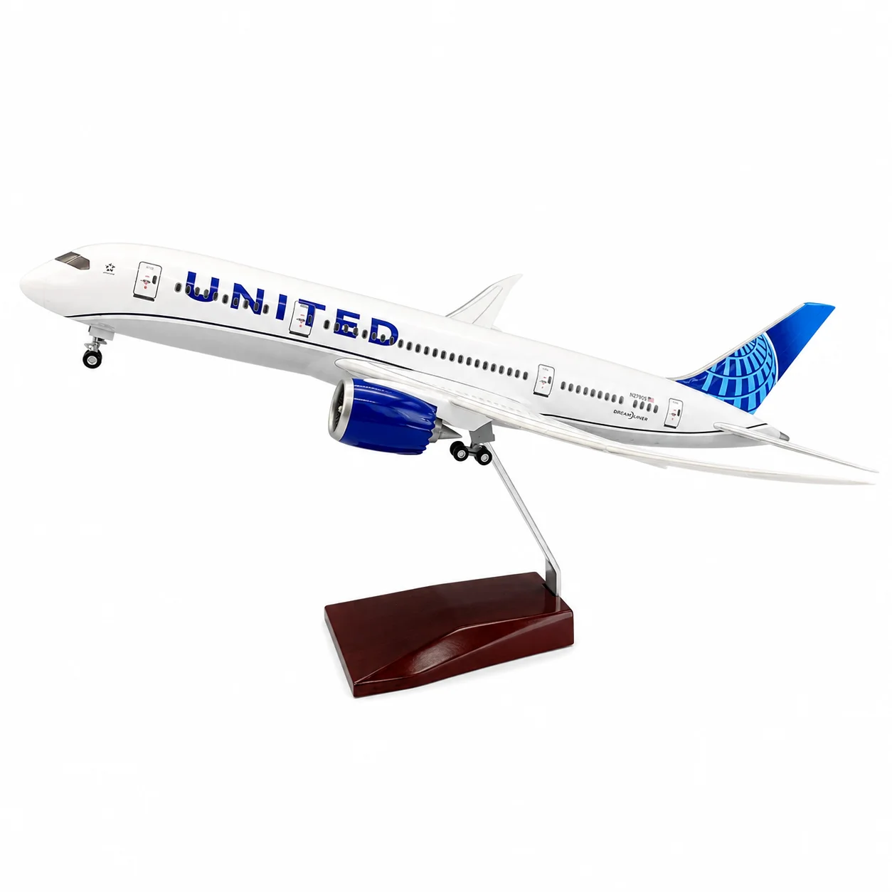 1:130 Scale Jet Aircraft Model B787 New United Airlines Jet 47cm Die-Cast Resin Model with Base and Landing Gear for Collecting