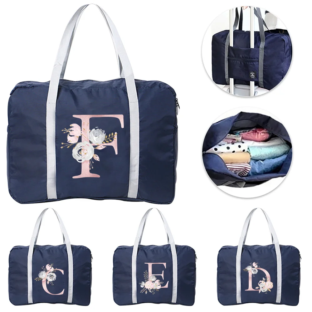 New Foldable Travel Bags Unisex Large Capacity Storage Bag Fashion Handbags Pink Flower Series Men Multi-function Luggage Bag