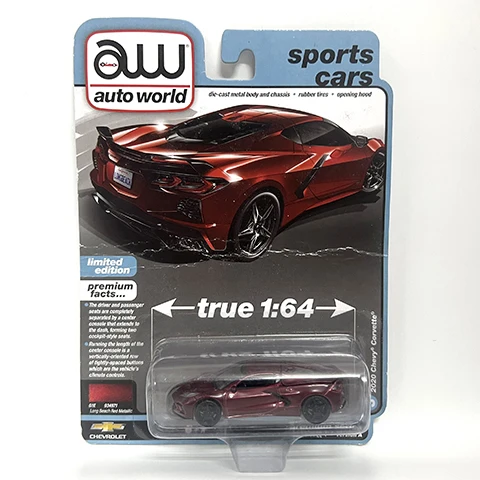 Auto World 1/64  AW 3-2020 Corvette Wine red Die-cast alloy car model toy collection Children gift