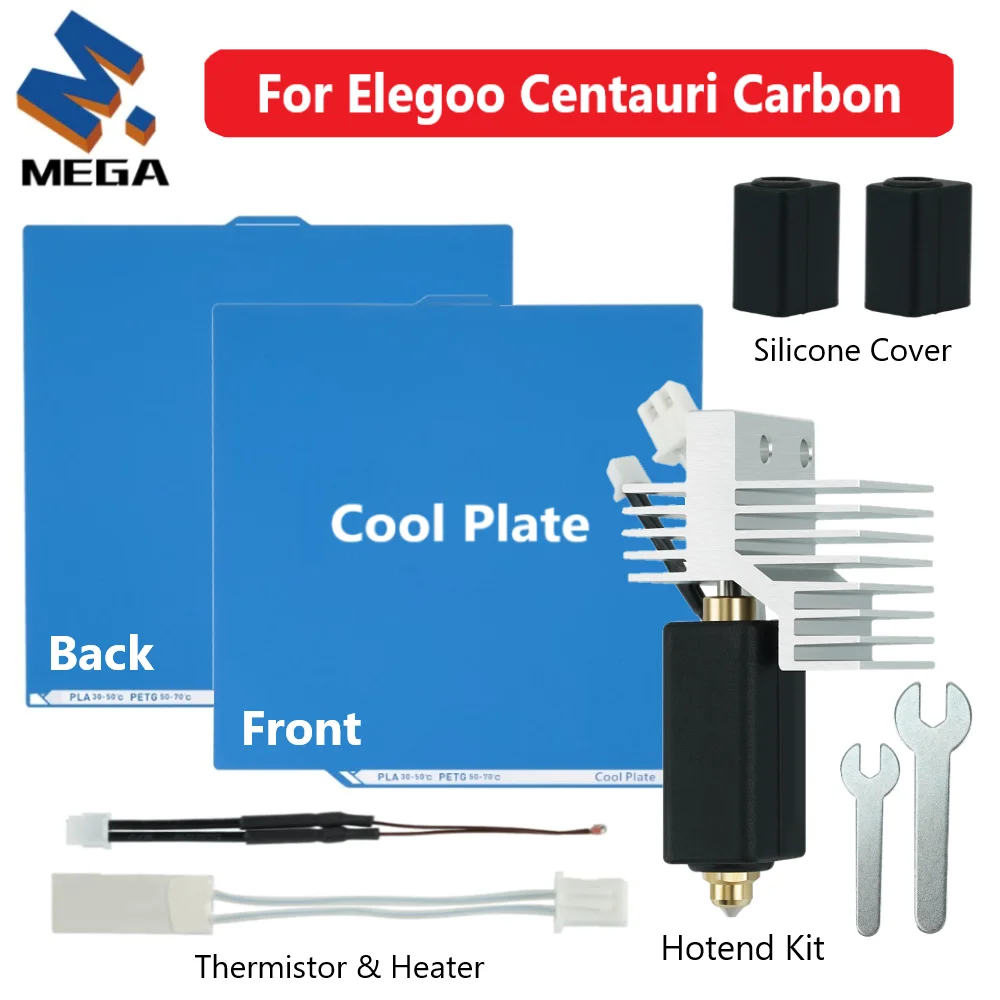 

For Elegoo Centauri Carbon Cool Plate Double-Sided Printing Build Plate 256x256mm Heat Bed 0.4mm Hotend Kit For Centauri Carbon