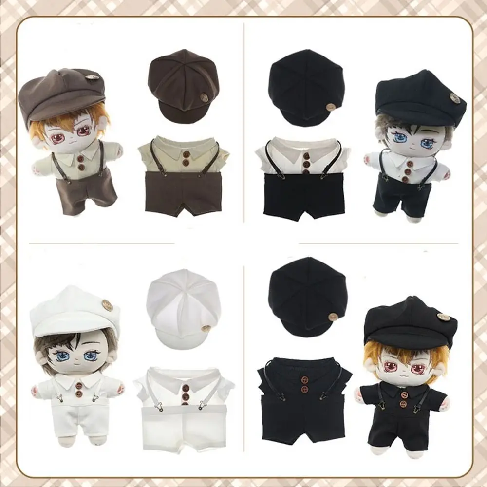 1Set 20cm Cotton Doll T-shirt Overall Hats Fashion Doll Clothes Suit Casual Wears Pants Suits 1/12 Dolls Clothes Accessories