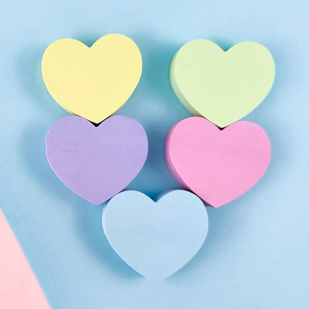 10 Heart Shape Memo Stickers Self Adhesive Note Pads for Office School Home Use Portable Compact Daily Reminder Notes