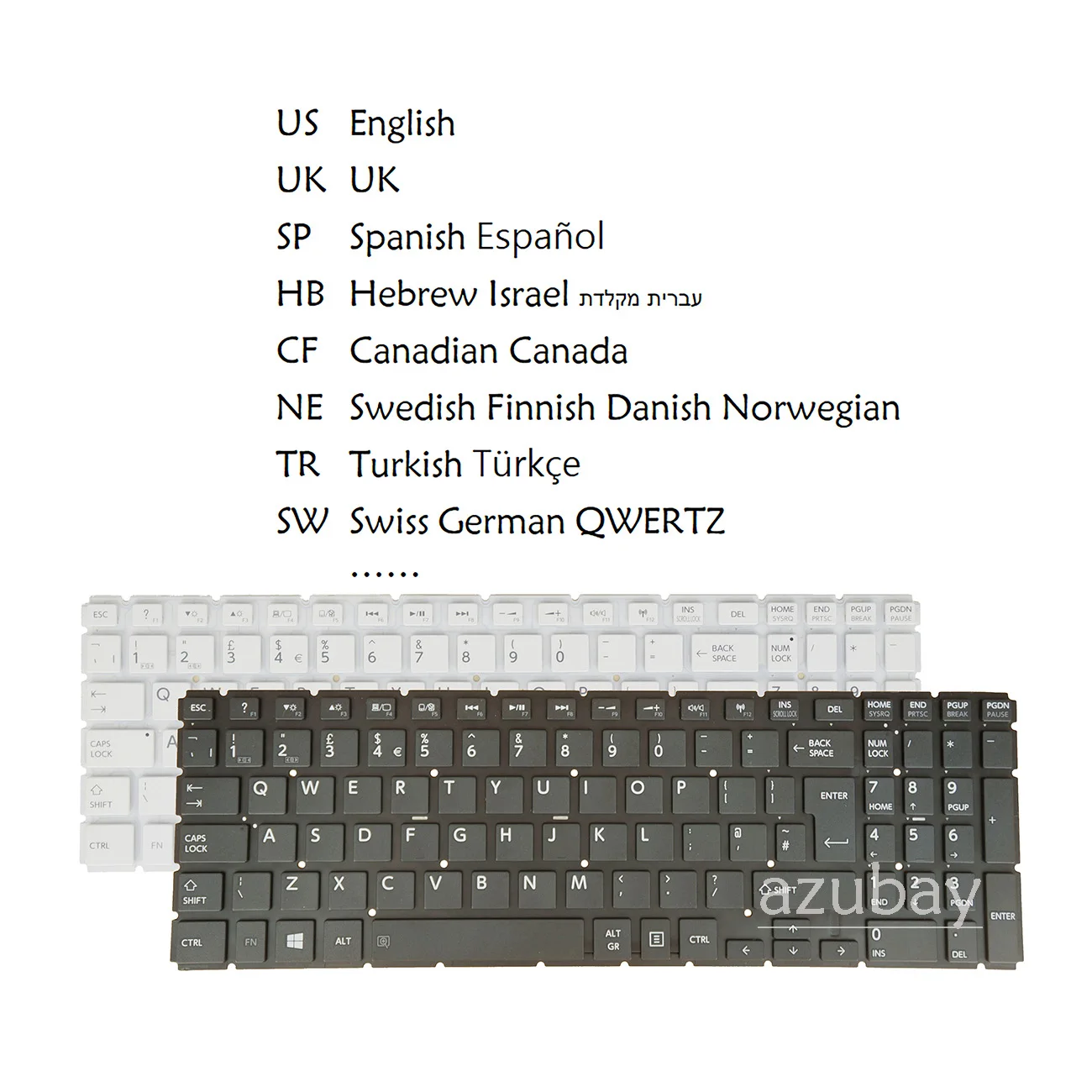US Hebrew Canadian Turkish Spanish Swiss Keyboard for Toshiba Satellite L55-C L55D-C L55t-C C50-C C50T-C C55-C C55T-C C70-C