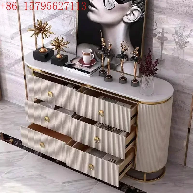 

02Light luxury simple modern storage cabinet entrance entrance cabinet living room wall solid wood drawer cabinet