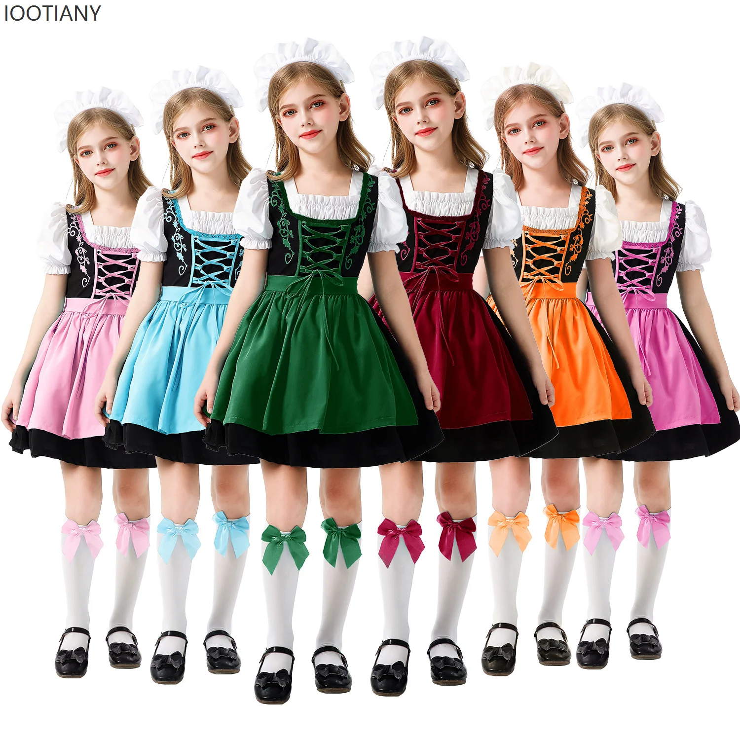 

IOOTIANY German Beer Festival Bavaria Children's Pastoral Costume Maid Cosplay Costume Girls Princess Dress Stage Performance