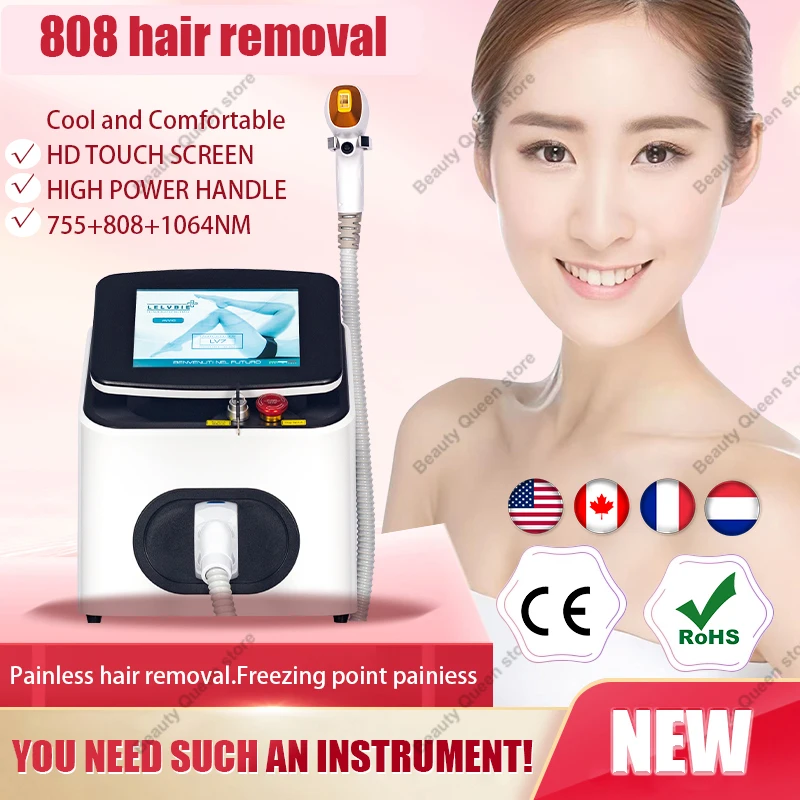 

New portable Epilator Diode Laser Hair Removal Triple Wavelength 755nm 808nm 1064nm Diode Laser Hair Removal Machine no pain