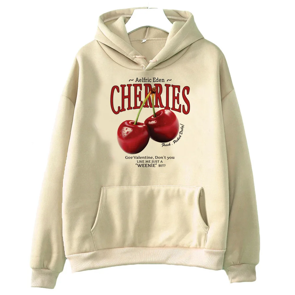 Cherry hoodie anime streetwear manga funny youthful graphic female pullover tracksuits elegant soft fabric patterned manga