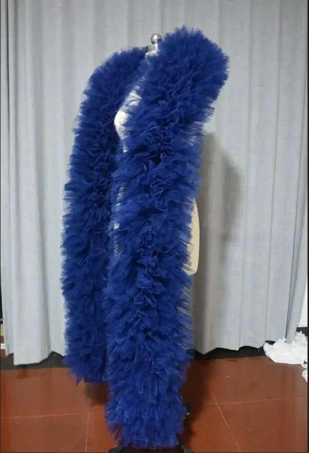 Fashion Stage ball party Club bruids Tule Boa Ruffle sjaal wrap Aangepaste kleur bruiloft accessoires cape