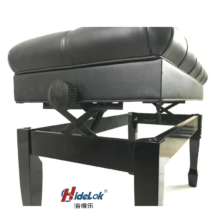 Classical Duet Piano Bench Wide Seat Black Faux Leather With Sheet Music Storage for Keyboard
