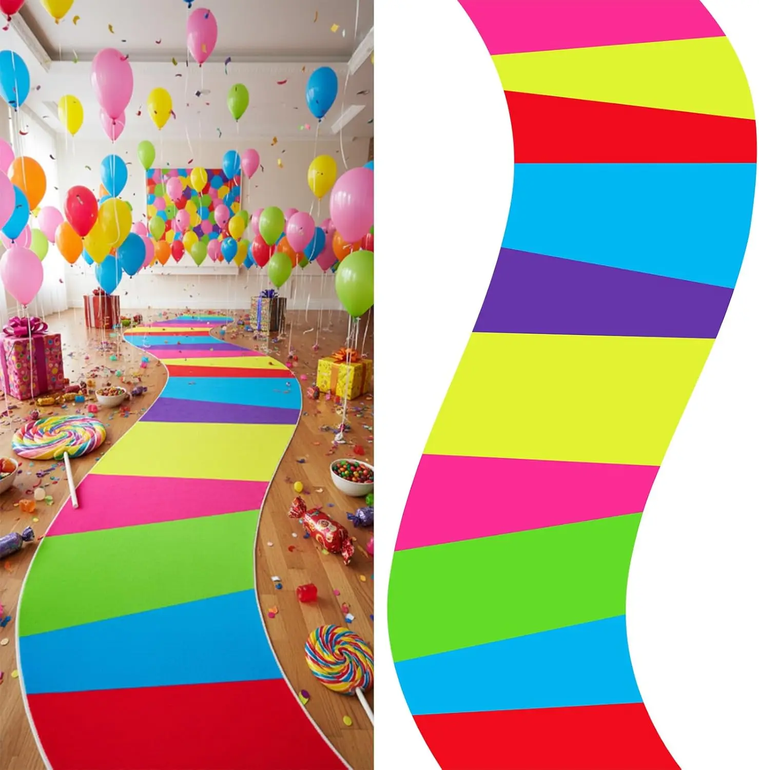Decoraciones para Fiestas Candyland, Alfombra de Poliéster Colorida, Fondo Candyland, Pancarta de Princesa del País de los Dulces para Exteriores