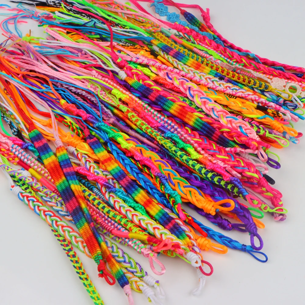 10Pcs/Lot Fashion Multicolor Adjustable Simple Bracelets For Girl Trend Mix Style Woven Bracelet Birthday Party Anniversary Gift