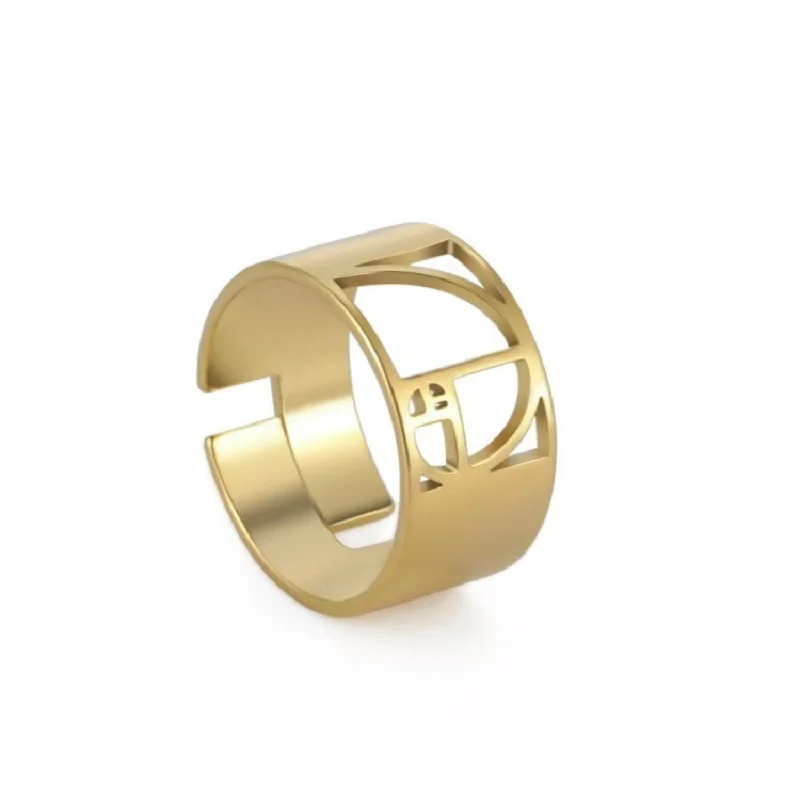 Stainless Steel Geometry and Mathematics Triangle Spiral Ring