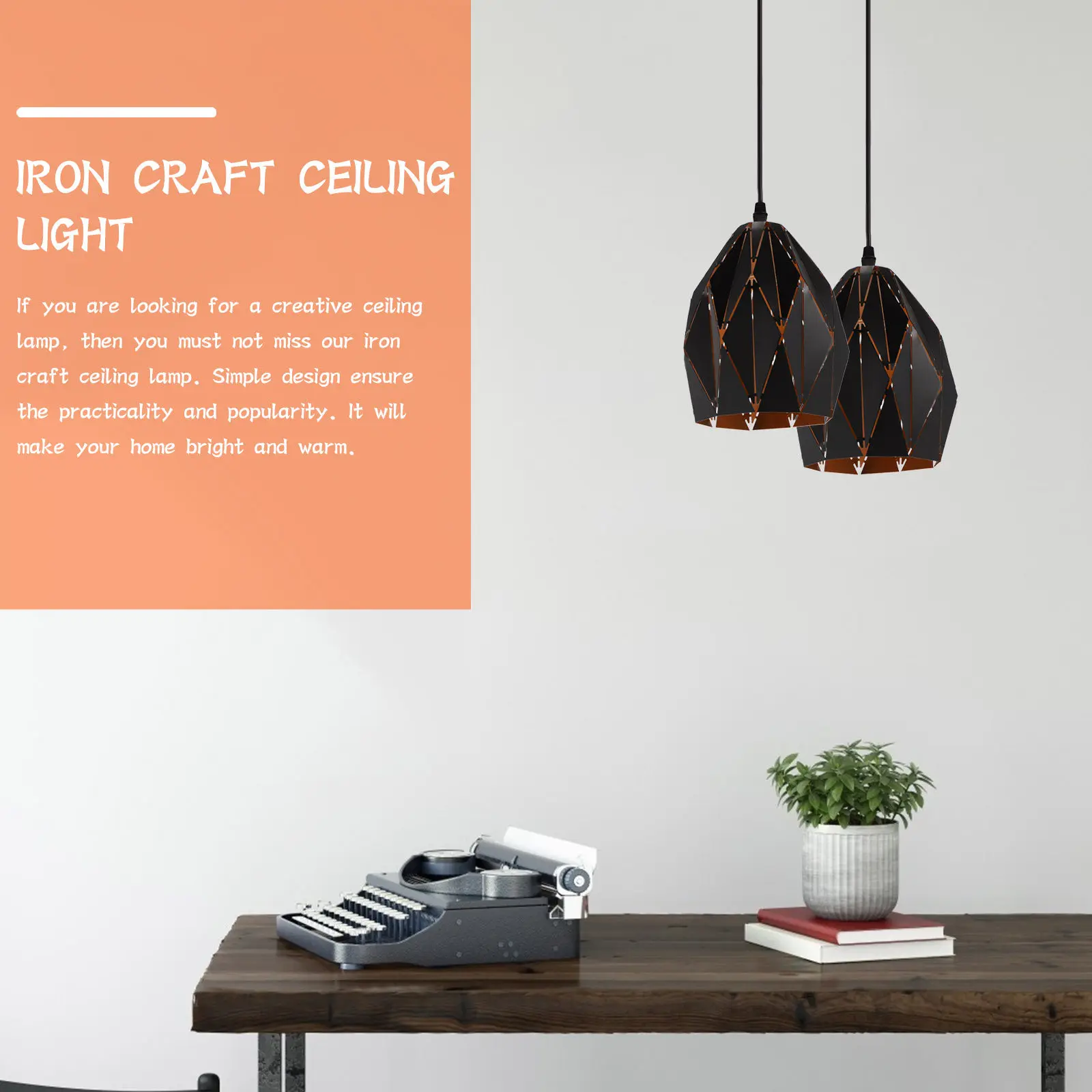 1Pcs Industrial Style Ceiling Light Iron Craft Ceiling Lamp Easy Install Retro Pendant Light for Living Room Bar