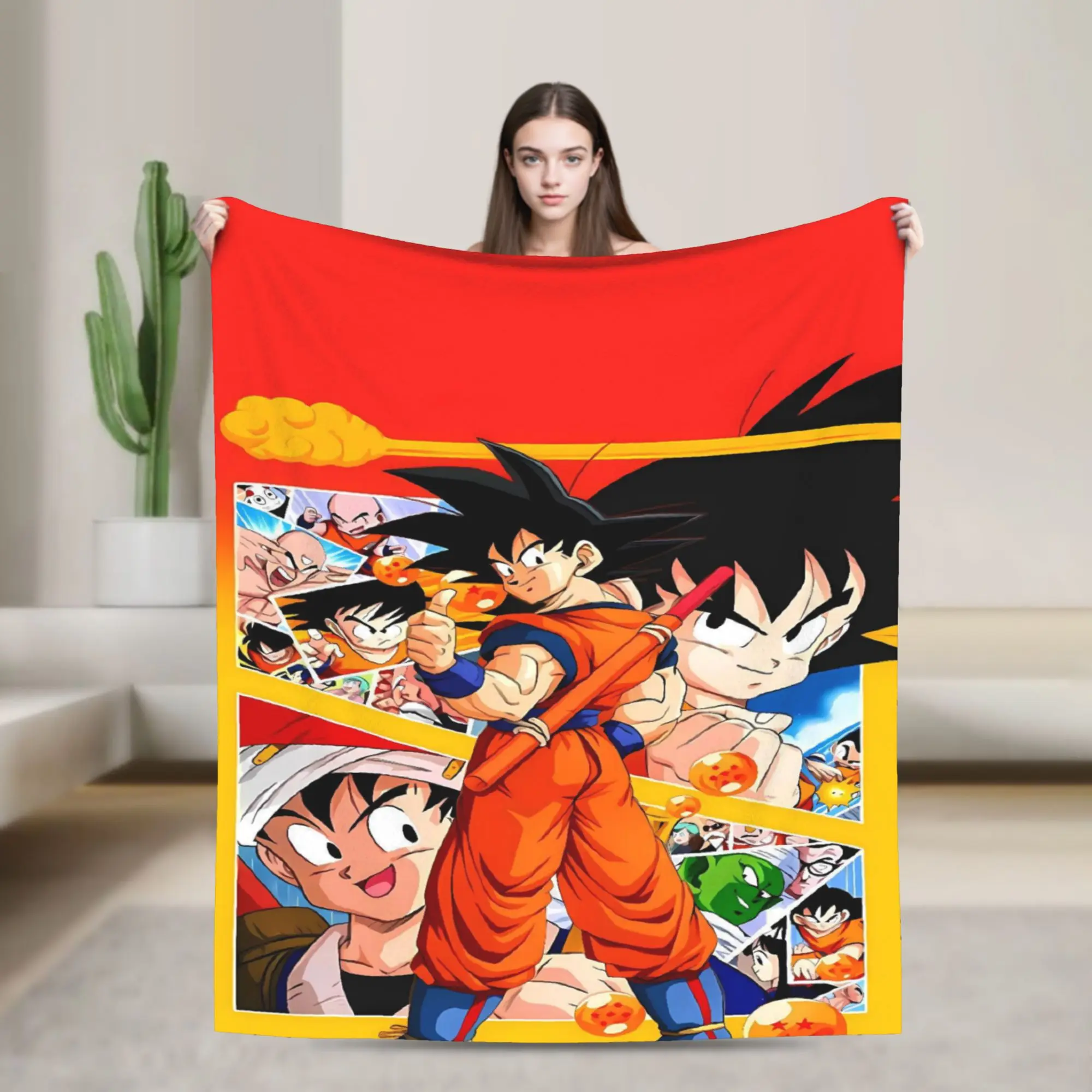 Goku & Friends D-Dragon B-Ball Flannel Blanket Winter Soft Durable Throw Blanket for Children Couch Chair Bedspread Bed Cover