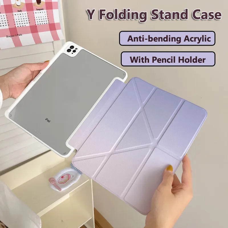 Y-Folding Magnetic Case for IPad Air 13 2024 Air 13 Inch Pro 11 10th 10.9 Air5 4 Air 3 10.2 9th 8 7th Transparent Acylic Case