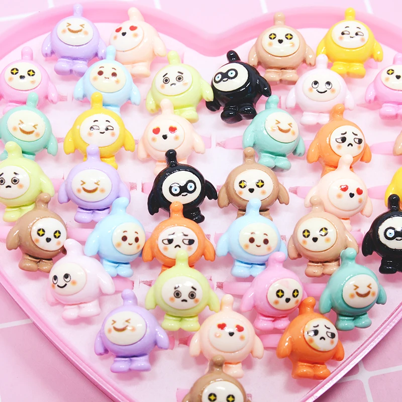 10/20pcs Kawaii Eggy Party Cartoon Ring Kids Girl Ring Children Baby Jewellery Party Supplies Decoration Toy Gifts