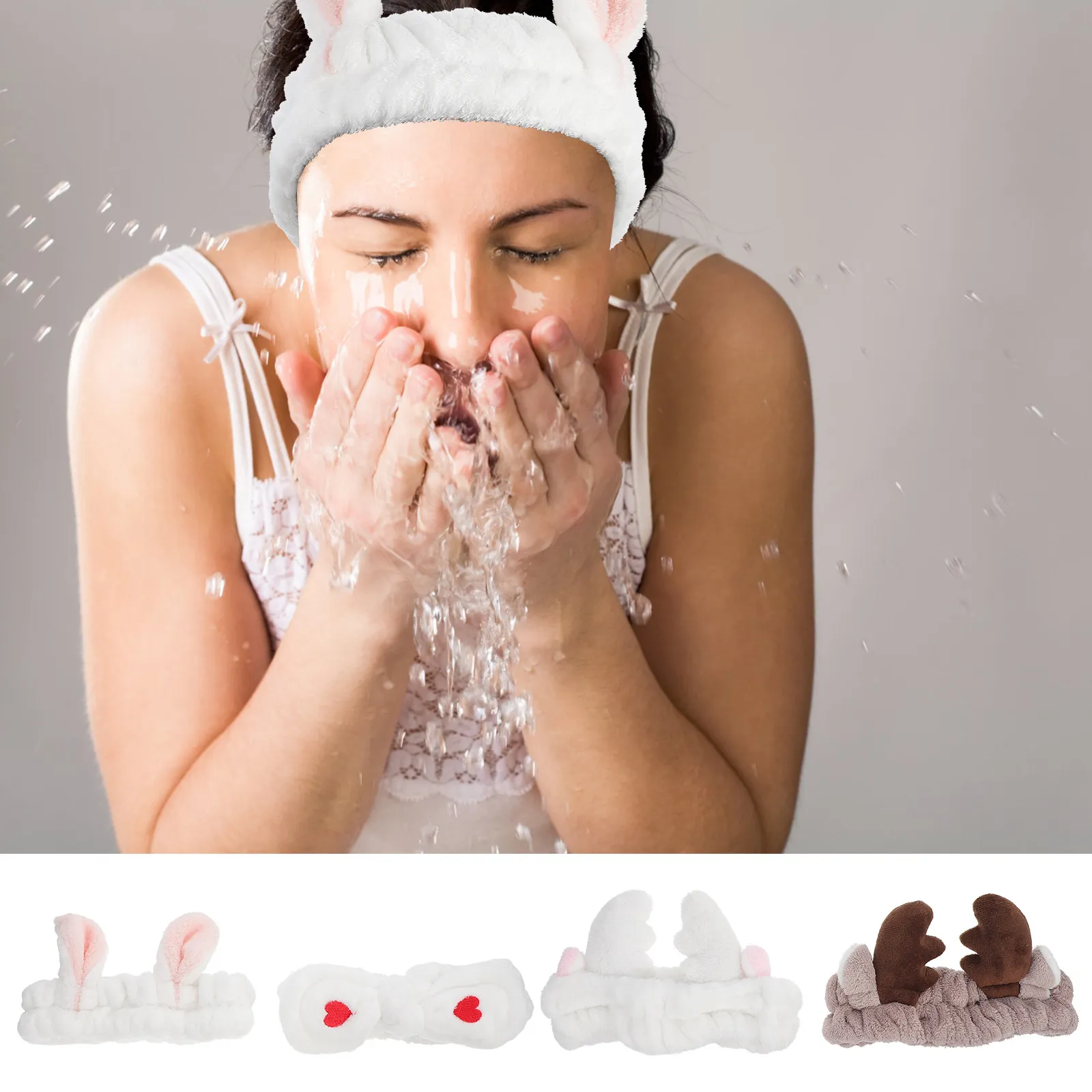 

Набор из 4 эластичных повязок для волос для женщин: для макияжа, душа, спа, впитывающие пот, для мытья, прогулок с собакой, гипоаллергенные