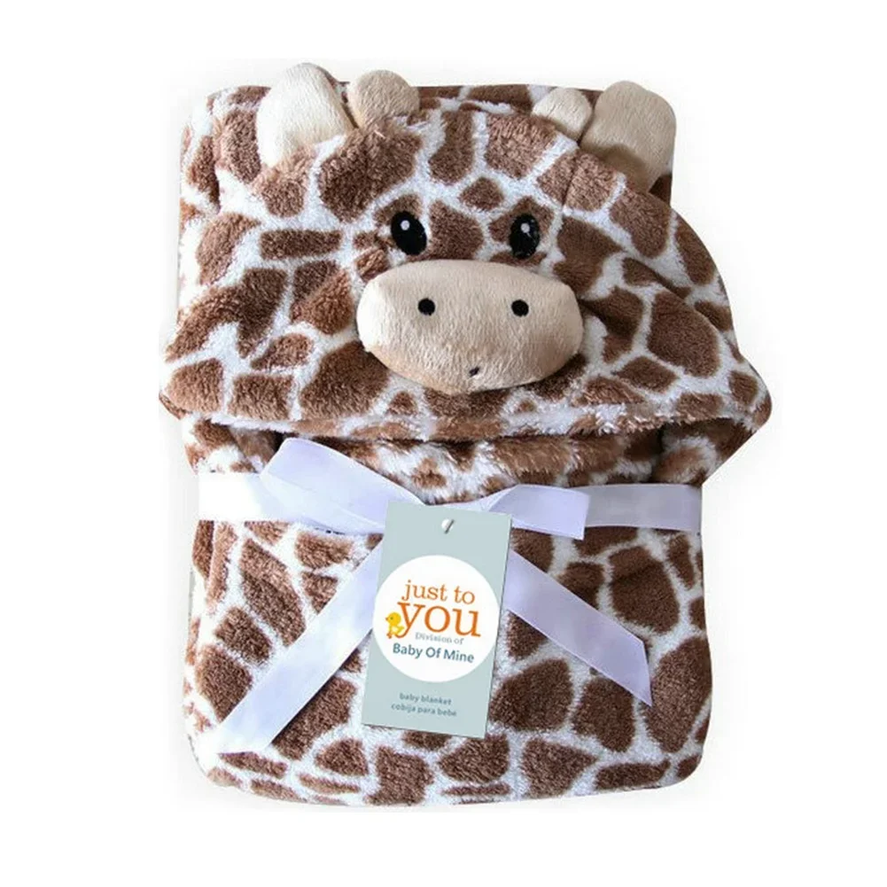 Cute Bear Shaped Baby Hooded Bathrobe Soft Infant Newborn Towel Giraffe Towel Blanket Baby Cartoon Patter Bath Towel