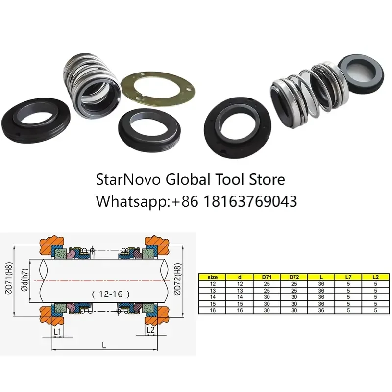 2026 Hot! Sealcon 560D/R24D Double Rubber Mechanical Shaft Seal for Water Pump 12-50mm Size