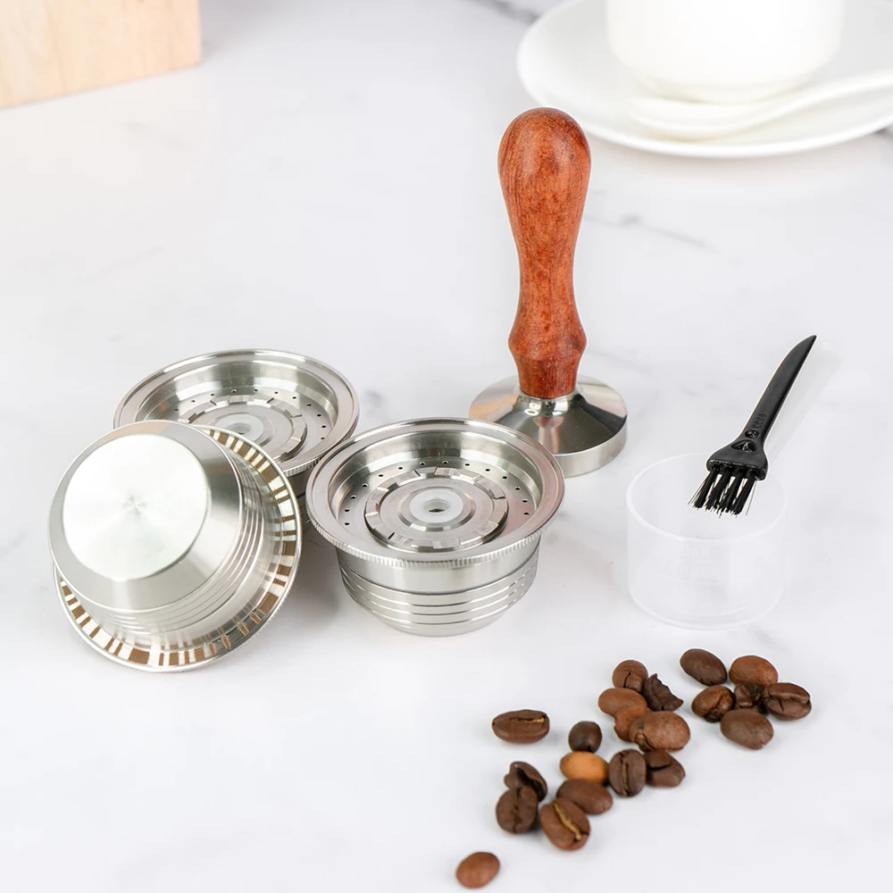 Dosettes de café réutilisables de 150ML/230ML, avec doseur, filtres rechargeables en acier inoxydable, compatibles avec les machines Vertuoline