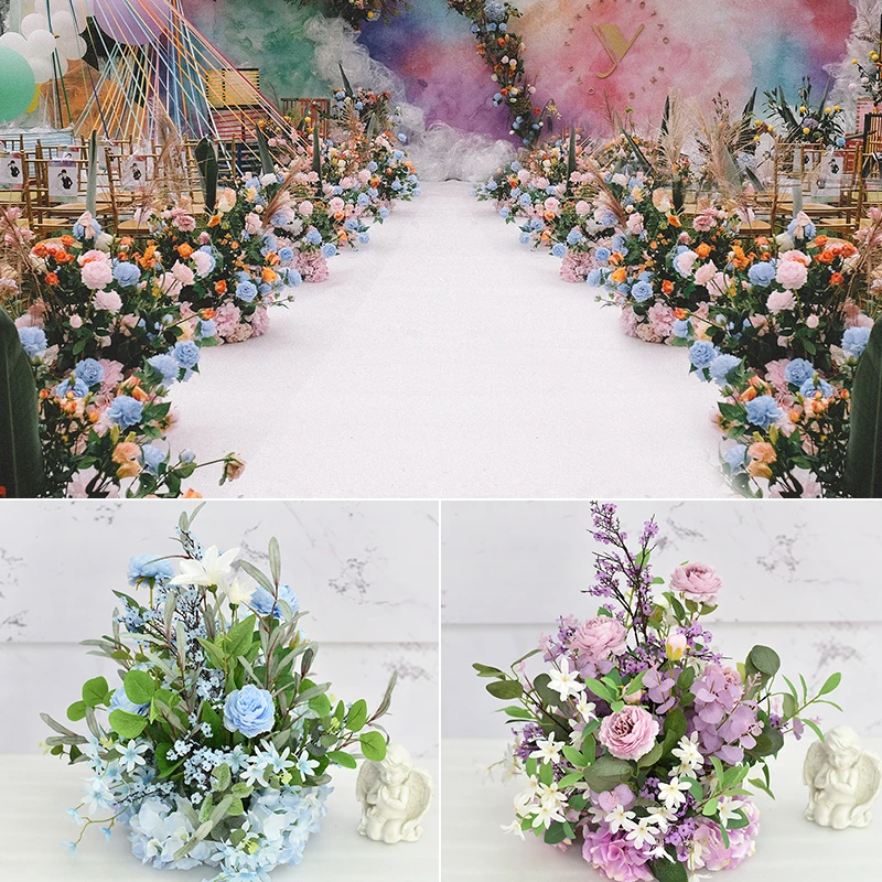 Flone 40/50cm Artificial Flowers Ball for Table Centerpieces Wedding Backdrop Floral Arrangement Party Decoration