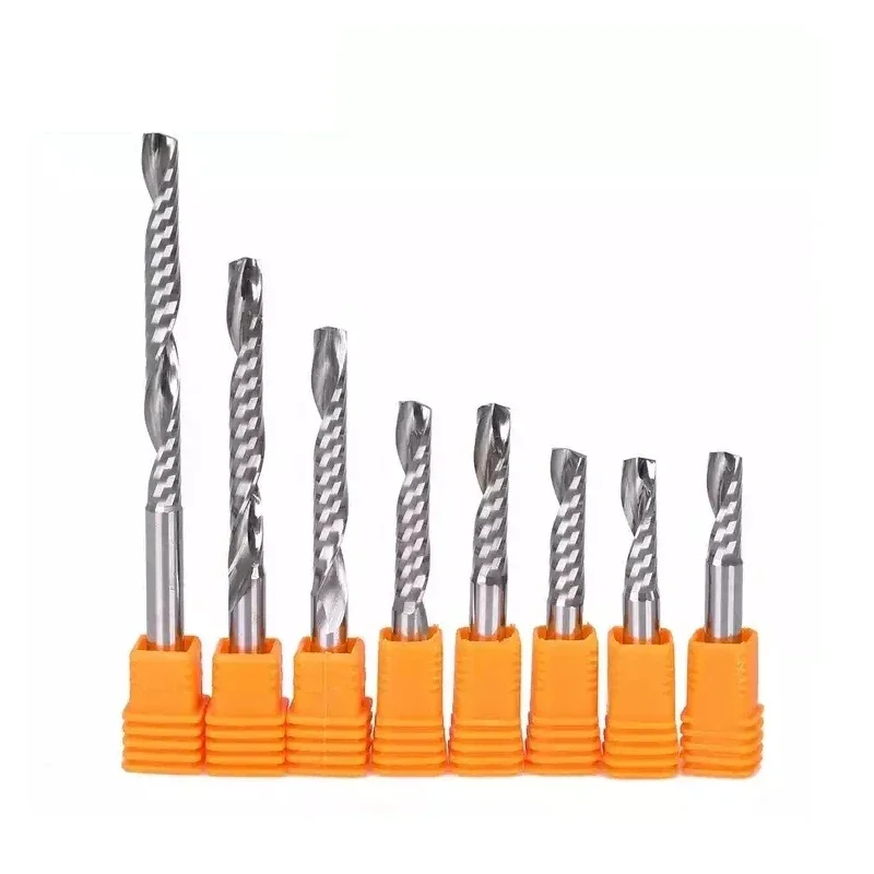 50pieces/Lot 2A Quality Single Flute Spiral Cutter Carbide Router Bit for Acrylic PVC MDF Milling Cutter Wood Working Tools