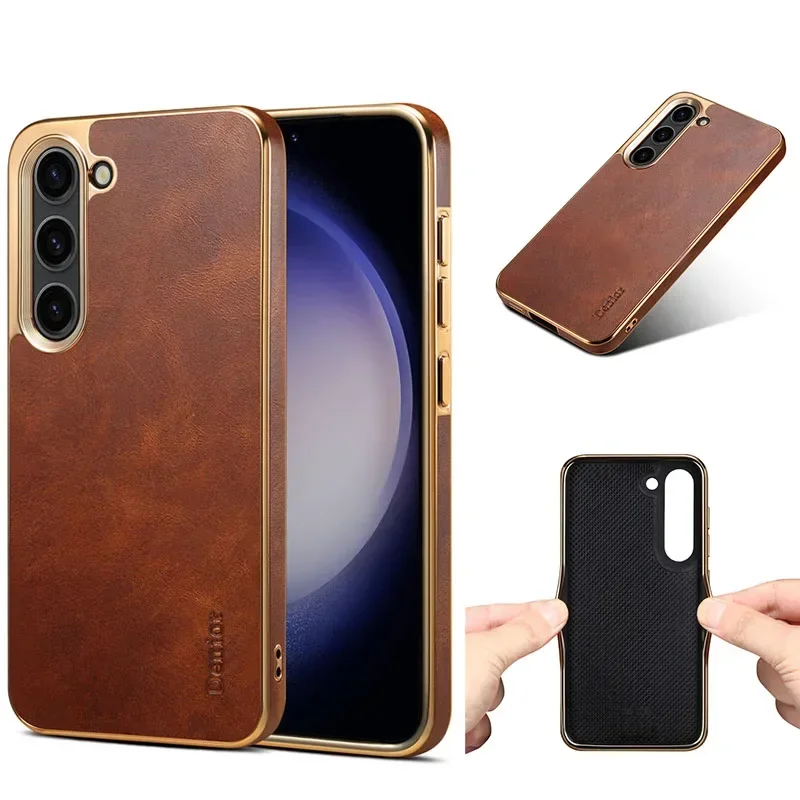 

Роскошный чехол EUCAGR из натуральной кожи в деловом стиле для Samsung Galaxy S24, Ультрамодный ударопрочный чехол для Galaxy S23 Plus Ultra