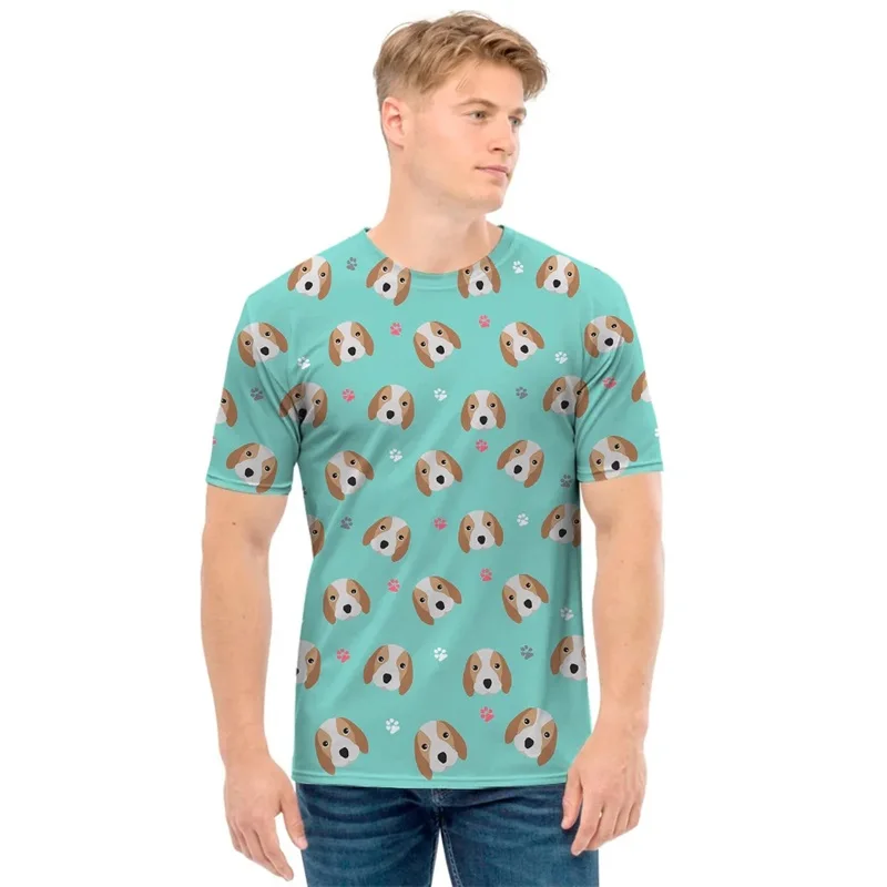 Full Printed Cute Animal French Bulldog Puppy Pattern Mens-t-shirt Summer Short Sleeve Plus Size Tee Shirt Tops Mens Tshirts