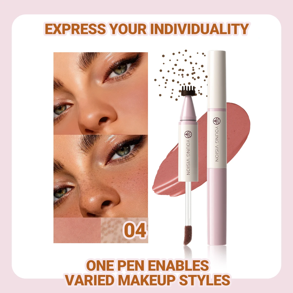 4 cores cabeça dupla selo sardas pó blush caneta de maquiagem cosméticos faciais durável e não é fácil de remover maquiagem