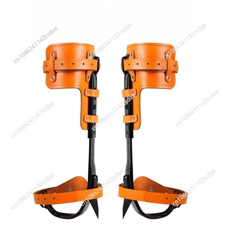 Forged Adjustable Tree Climbing Tool, Full Cowhide Anti‑Slip Foot Strap, Wasp‑Collecting Climbing Shoes with Iron Buckle