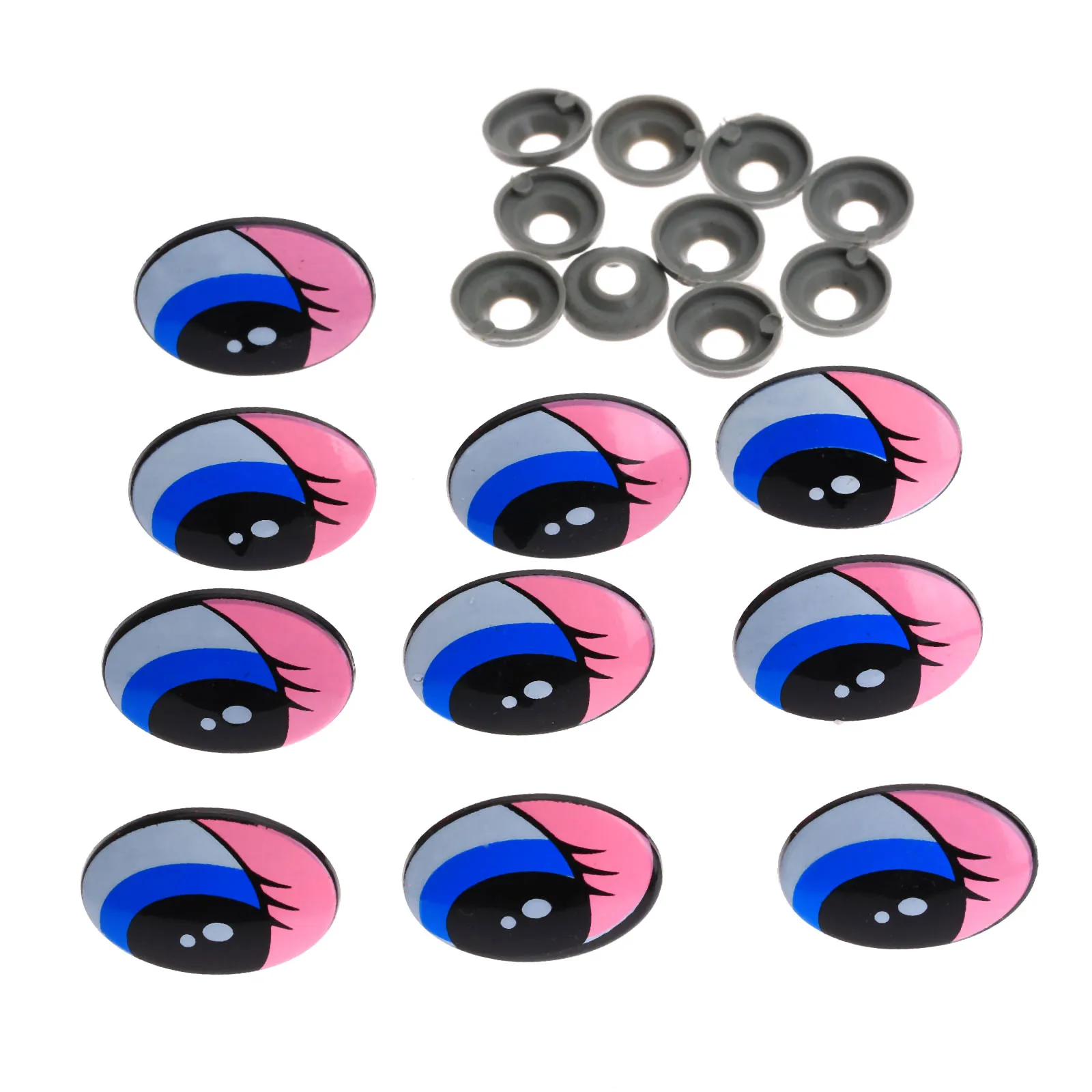 Ojos de seguridad de plástico con pestañas, ovalados, marionetas de dibujos animados, juguetes para hacer muñecas, suministros de manualidades de regalo DIY, 27x19mm, 10/5 pares