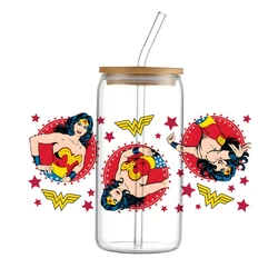 DC Wonder Woman UV DTF Cup Wrap for 16Oz Libbey Diana Prince Glass Can DIY Transfer Sticker