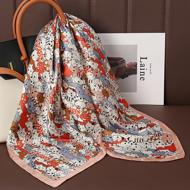 2022 Luxury Brand Hijab Design Shawl Wrap Print Silk Square Scarf Women Female Hair Hand Wrist Foulard Headband New Bandana