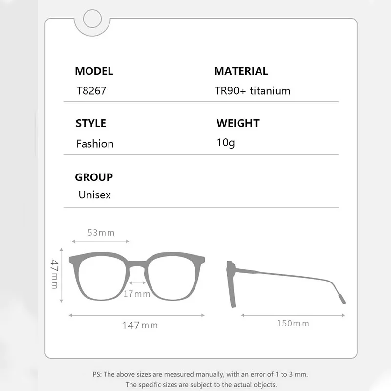 إطار نظارات TR90 سبيكة للرجال والنساء ، خفيفة الوزن خمر ، نظارات طبية مربعة ، إطارات بصرية لقصر النظر كلاسيكية للإناث ، نظارات #6