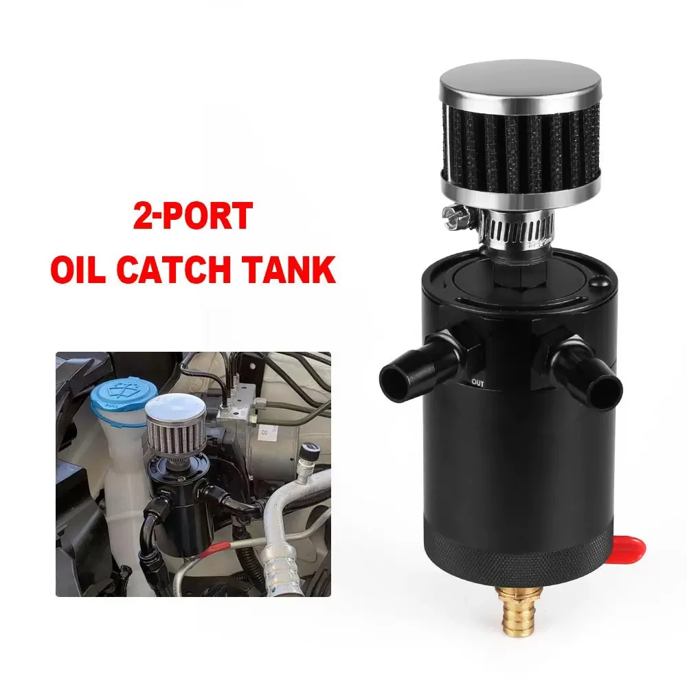 Car Modification Two Hole Oil Breathable Pot Air Filter Oil Gas Separator Filter for Automotive Performance Enhancing Accessory