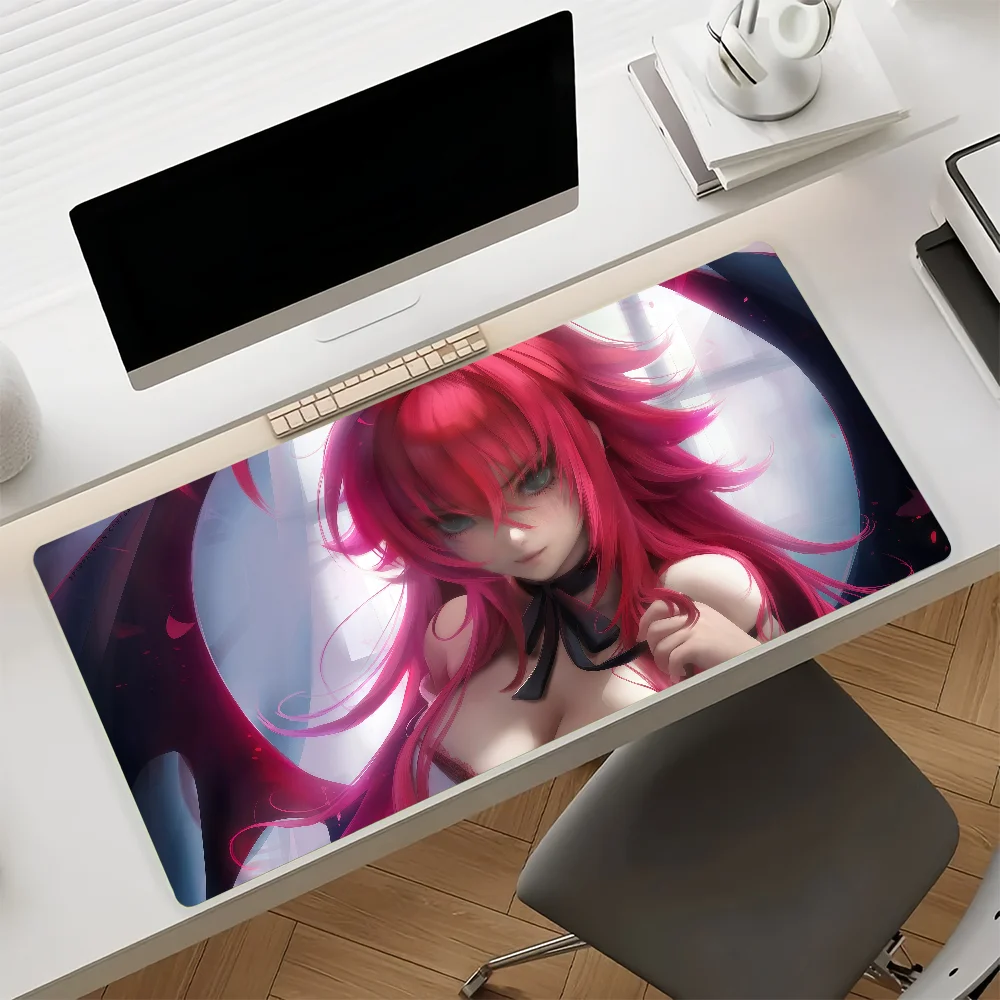 High School DxD Rias Gremory Large Gaming Mouse Pad Non‑Slip Rubber Base XXL Deskmat for Laptop PC Gamer Home Office Decor