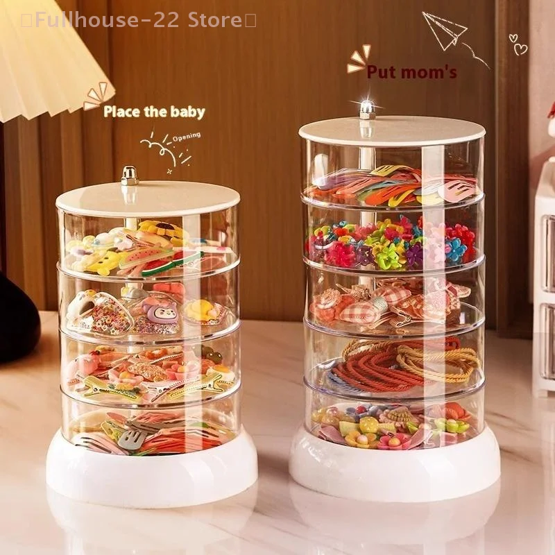 【MAX-22】3/4/5-Layer Rotating Jewelry Organizer - Plastic Multi-Tier Storage Box, Transparent Hair Ring Display