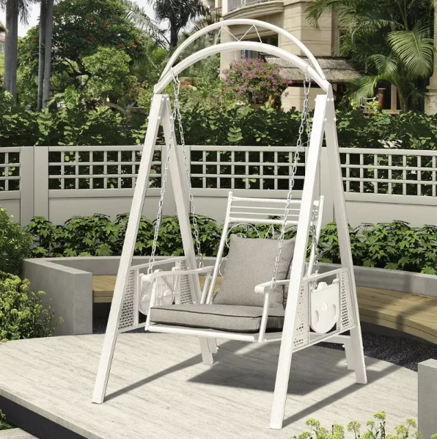 Outdoor swing patio rocking chair hanging chair garden yard wrought iron single balcony swing chair