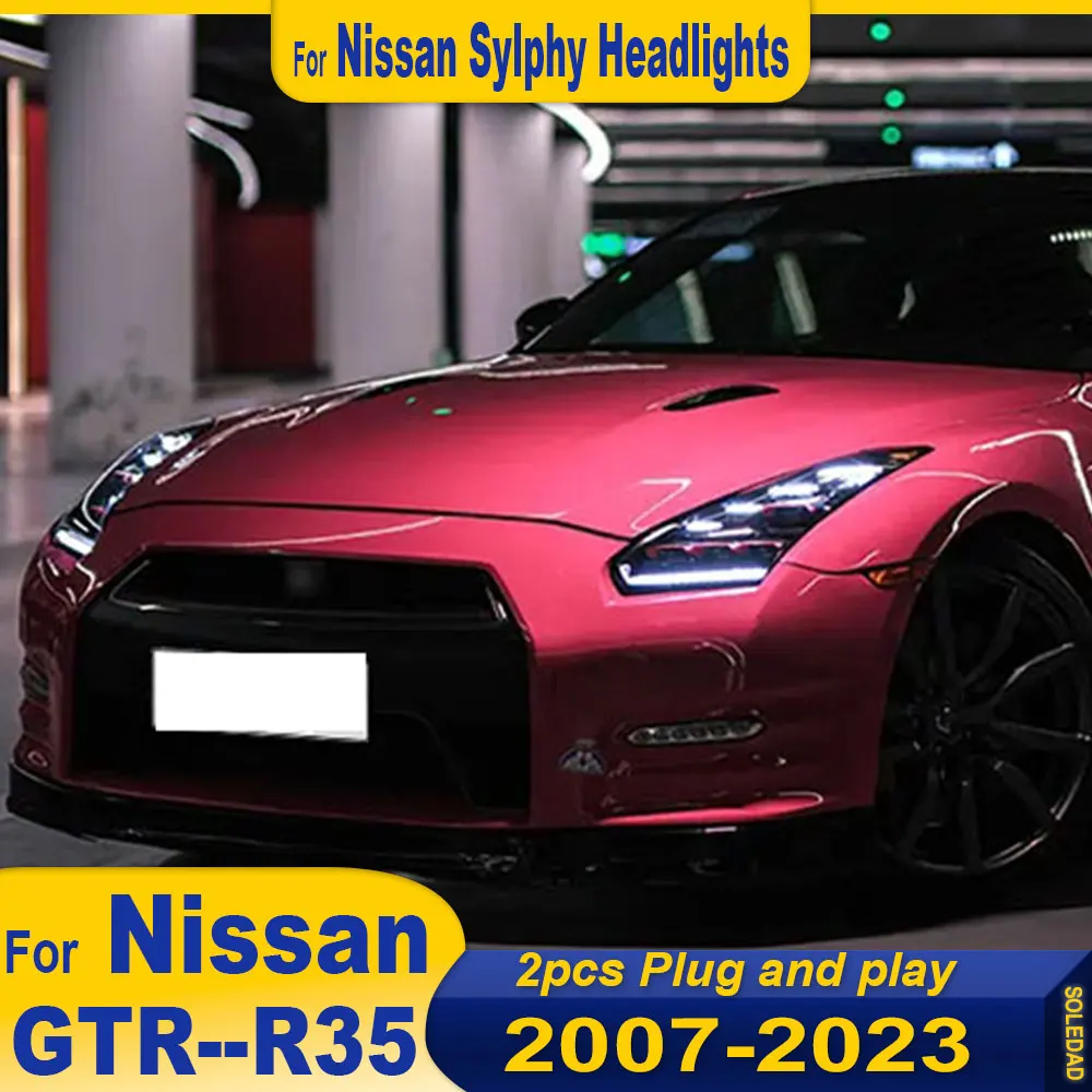 Car headlights For Nissan GTR R35 Headlight 2007-2023 Upgrade Modified to New DRL Dynamic Turn Signal LED Headlight Accessories